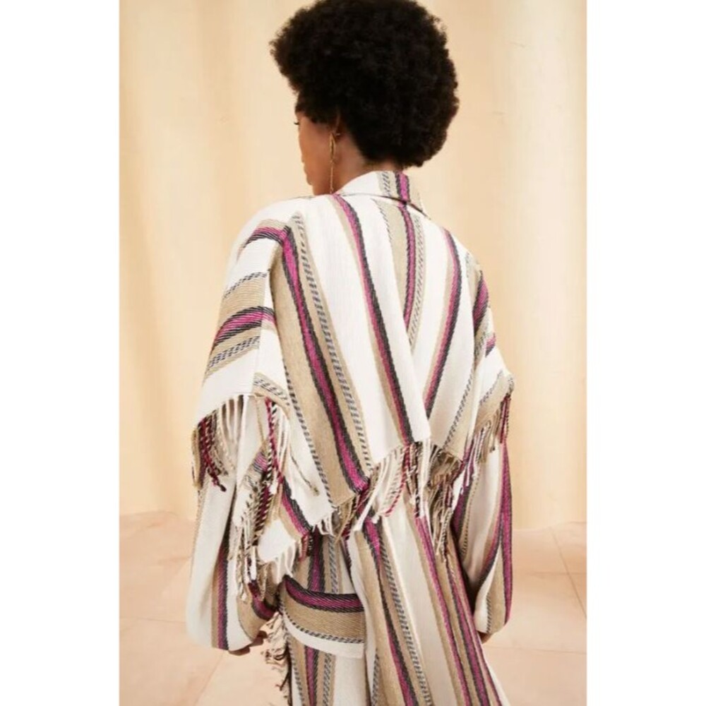 Ulla Johnson Isotta Robe Jacket Linen Striped Coat Beige Positano Small EUC - Picture 5 of 13